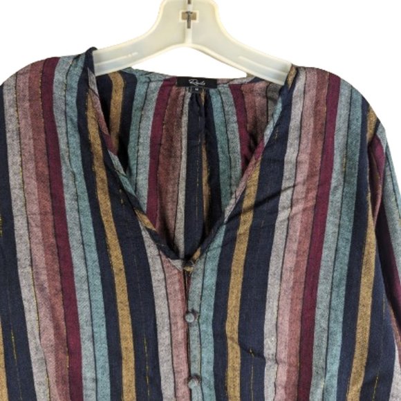 Rails Beaux Varadero Stripe Linen Blend Long Sleeve Blouse Medium - Picture 6 of 16